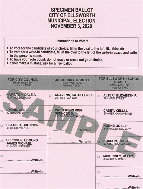 voting ballot for my district